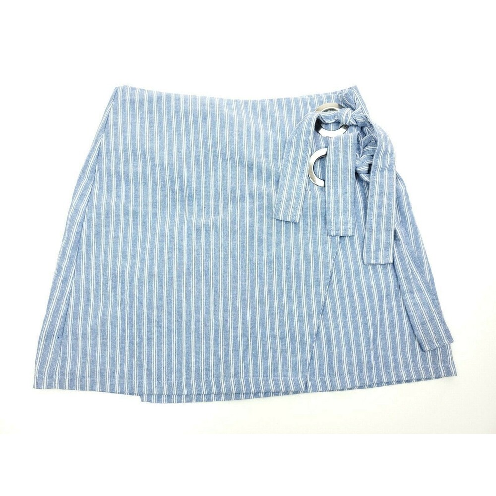 Mint Vanilla Women's Blue Stripe Tie Casual Skirt Size 8